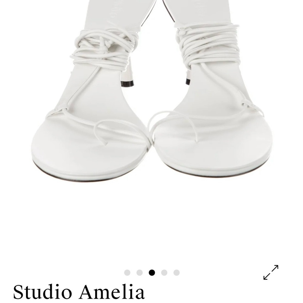 STUDIO AMELIA White Lace-Up Open-Toe Heels